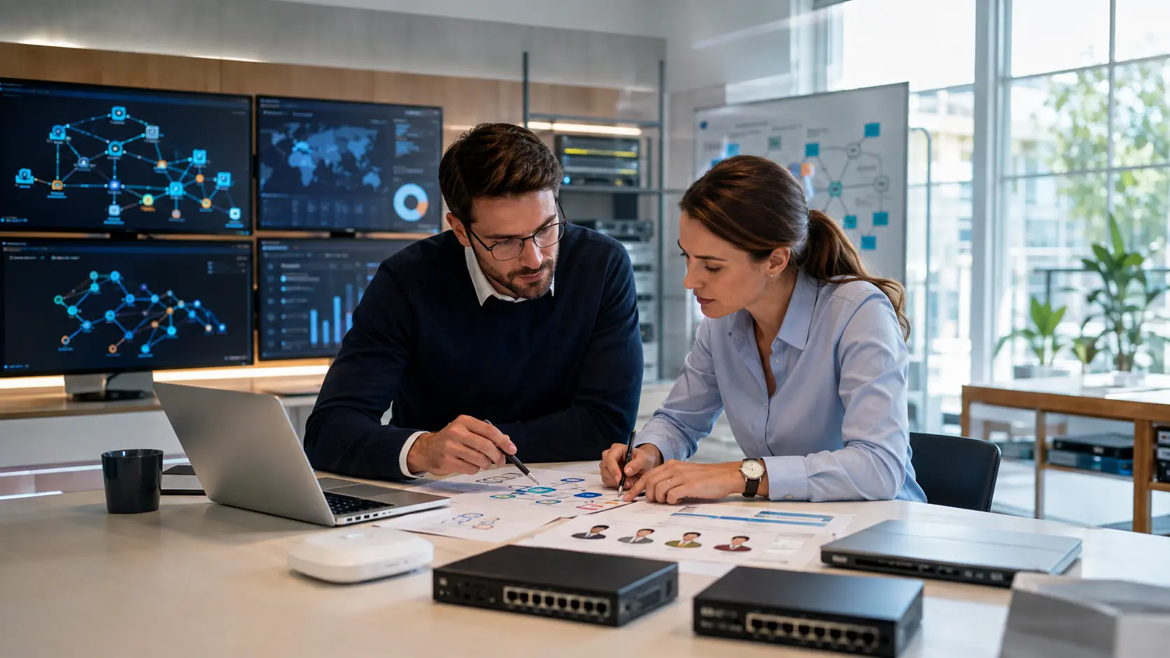 Cybersecurity-Team bei der gemeinsamen Sicherheitsanalyse